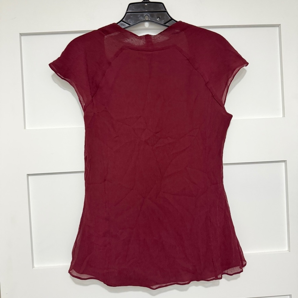 St. John Burgundy Cowl Silk Blouse Top Size 12 - 23566 - Picture 2 of 7